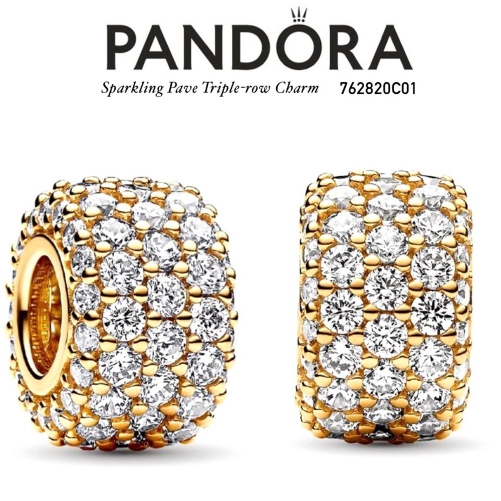 PANDORA Sparkling Pave Triple-row charm w/box